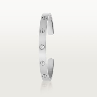 Bracelet <span class='lovefont'>A </span>, ouvert, modèle classique, 1 diamant Or gris, diamant