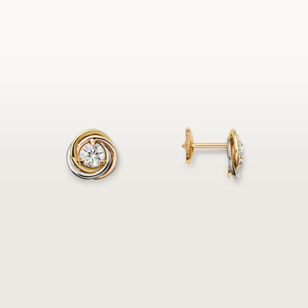 Trinity stud earrings, brilliant-cut diamonds  White gold, yellow gold, rose gold, diamonds