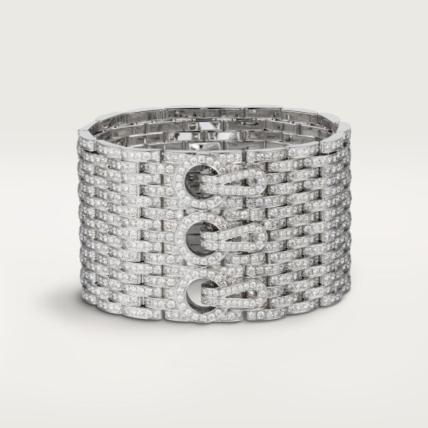 Agrafe cuff bracelet White gold, diamonds