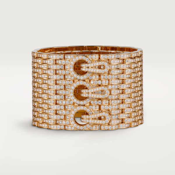Agrafe cuff bracelet Rose gold, diamonds
