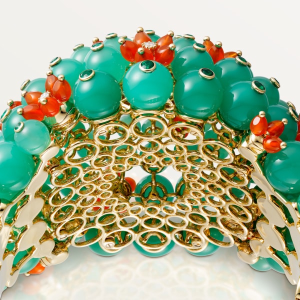 Cactus de Cartier bracelet Yellow gold, emeralds, chrysoprases, carnelians, diamonds