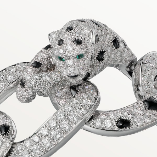 Bracelet Panthère de Cartier Or gris, émeraudes, onyx, diamants