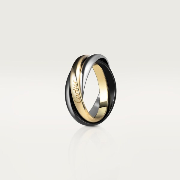 Limited Edition Trinity Ring Yellow gold, white gold, black ceramic