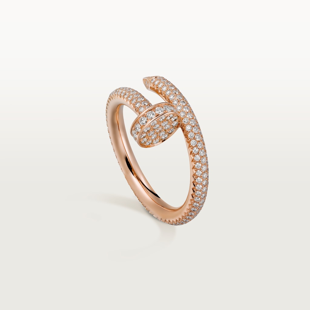 Juste un Clou ring, classic model, pavedRose gold, diamonds