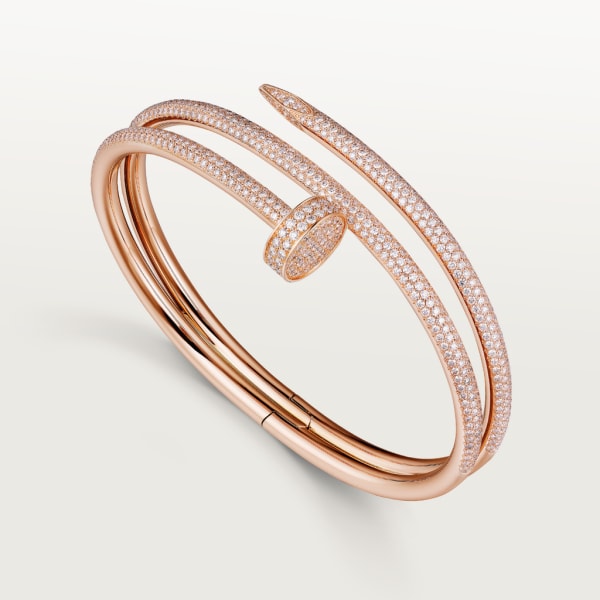 Bracelet Juste un Clou, double, semi-pavé Or rose, diamants