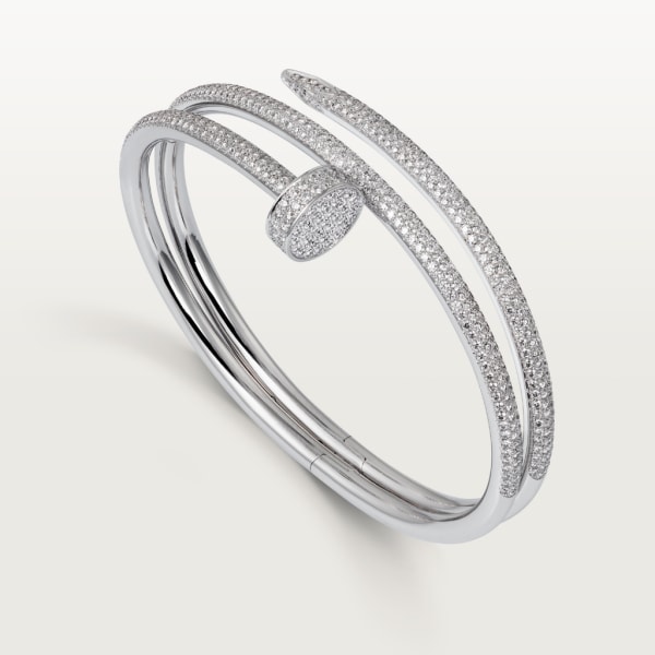 Bracelet Juste un Clou, double, semi-pavé Or gris, diamants