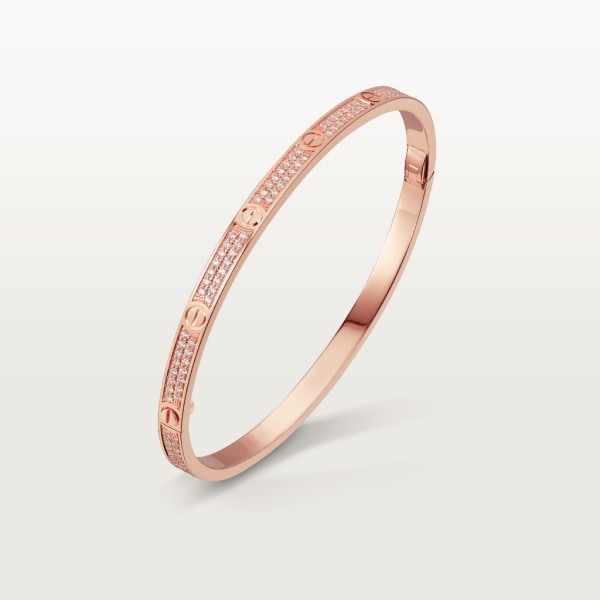 Love Armreif, kleines Modell, ausgefasst Roségold, Diamanten