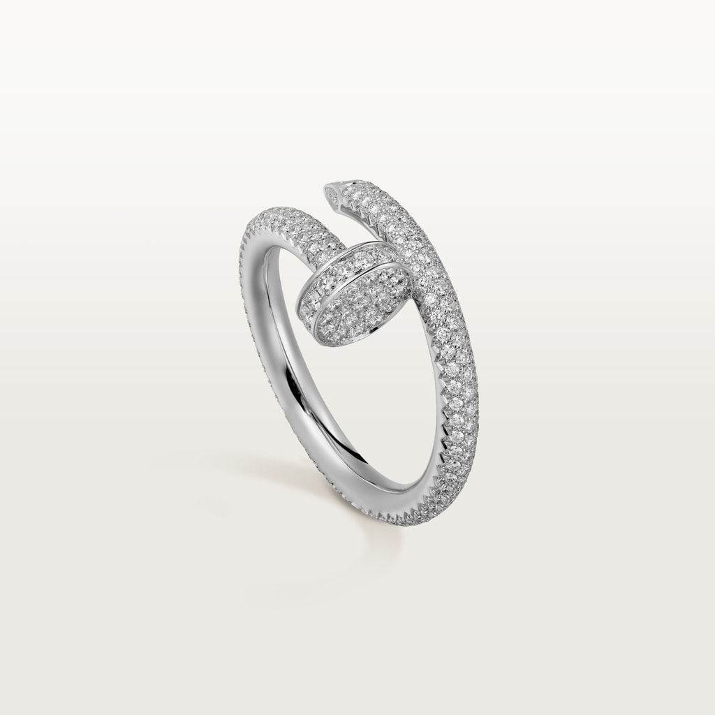 Anillo Juste un Clou, tamaño clásico, pavéOro blanco, diamantes