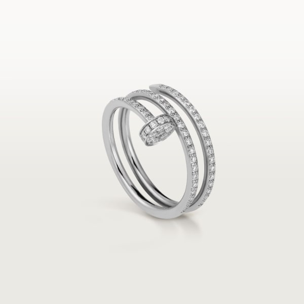 Juste un Clou ring, double, semi-paved White gold, diamonds