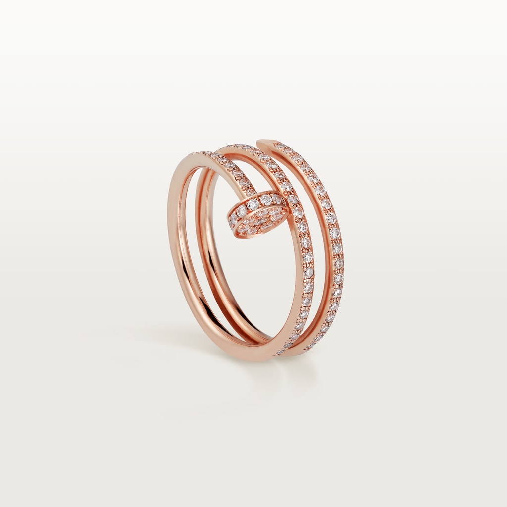 Juste un Clou ring, double, semi-pavedRose gold, diamonds