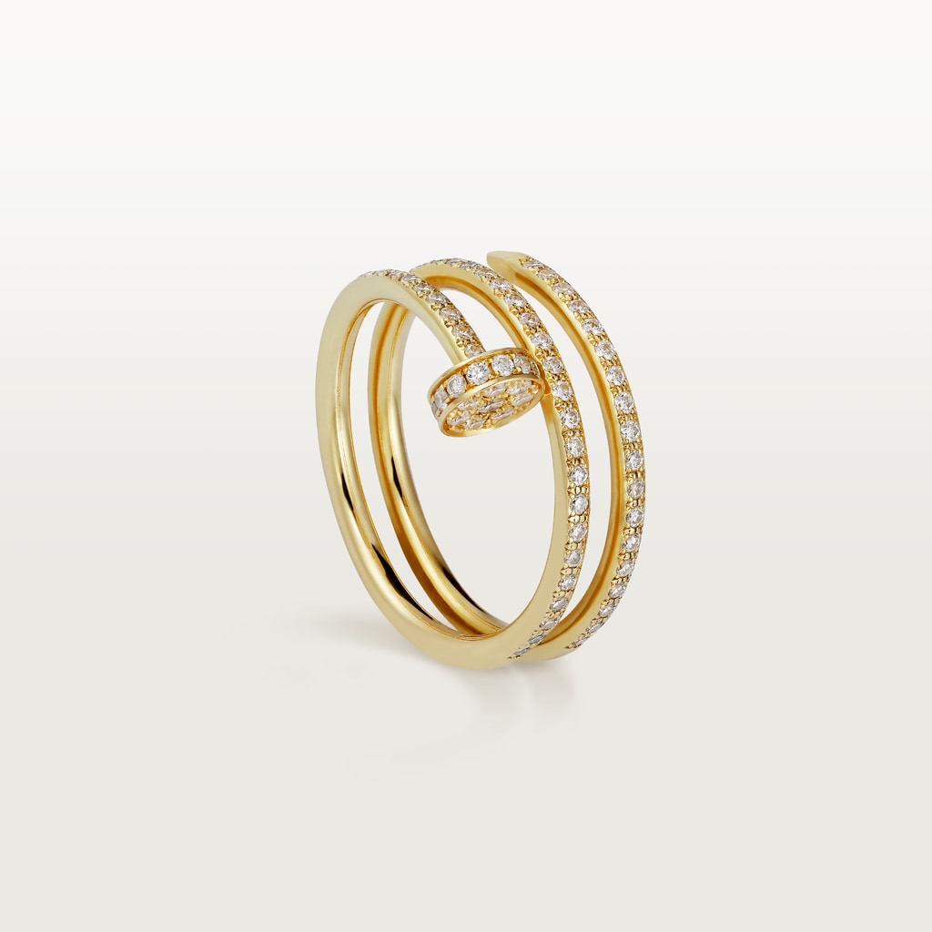 Juste un Clou ring, double, semi-pavedYellow gold, diamonds