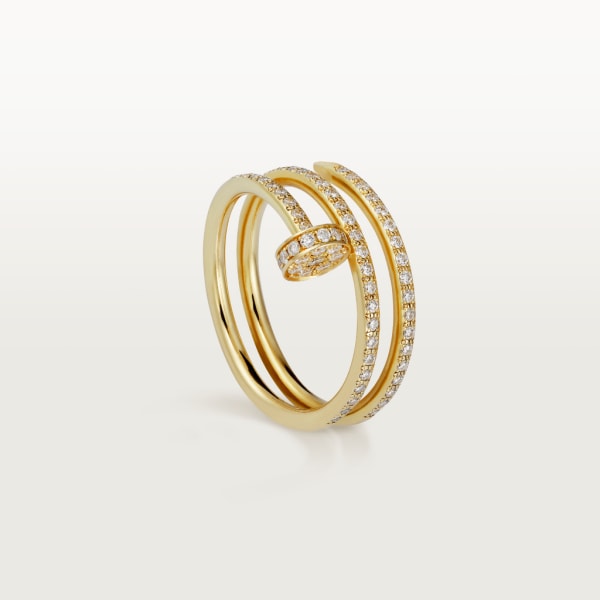 Juste un Clou ring, double, semi-paved Yellow gold, diamonds