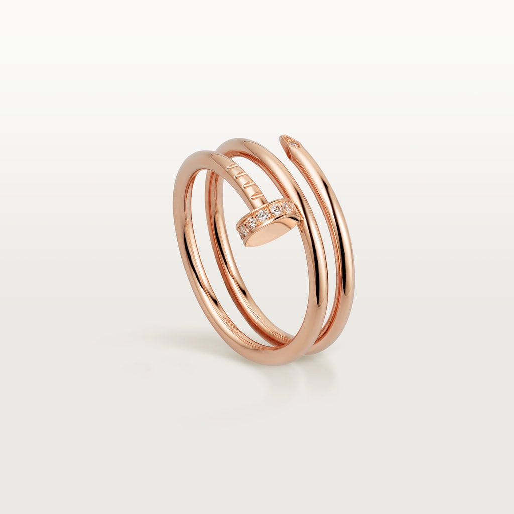 Juste un Clou ring, double, diamondsRose gold, diamonds