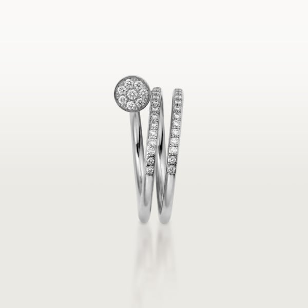 Juste un Clou ring, double, semi-paved White gold, diamonds