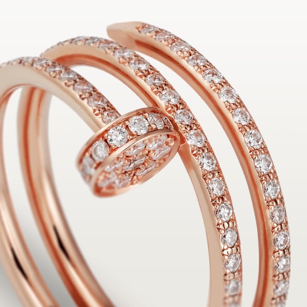 Juste un Clou ring, double, semi-paved Rose gold, diamonds