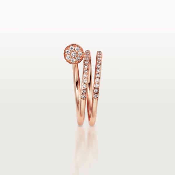 Juste un Clou ring, double, semi-paved Rose gold, diamonds