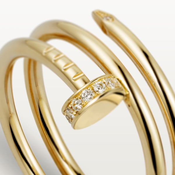 Juste un Clou ring, double, diamonds Yellow gold, diamonds