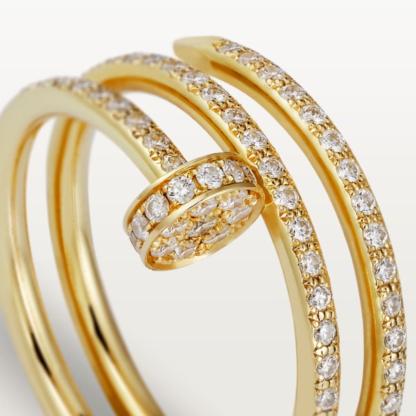 Juste un Clou ring, double, semi-paved Yellow gold, diamonds