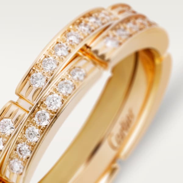 Maillon Panthère Trauring schmal zwei Reihen halb ausgefasst Gelbgold, Diamant