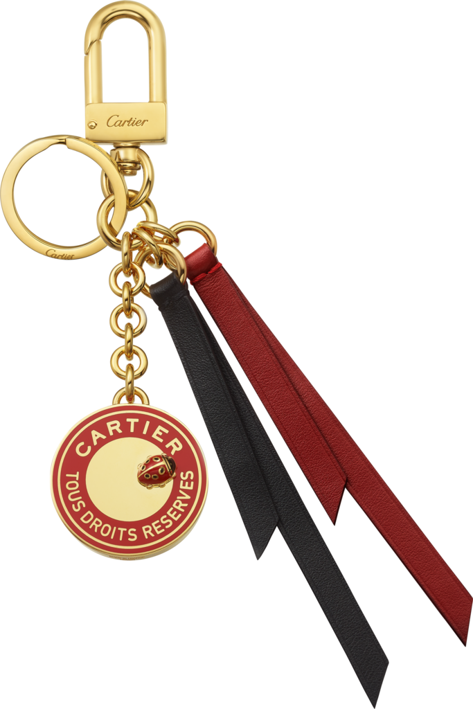 Porte-clé sceau Diabolo de CartierMétal laqué, cuir, finition dorée