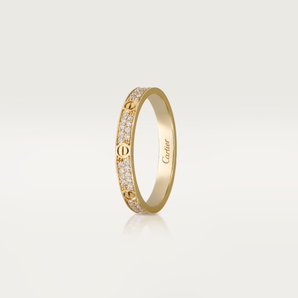 Love ring, mini model, paved Yellow gold, diamonds