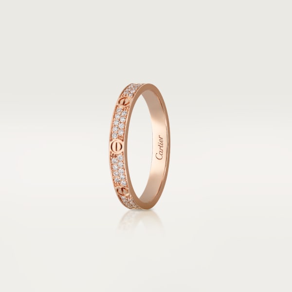 Love ring, mini model, paved Rose gold, diamonds