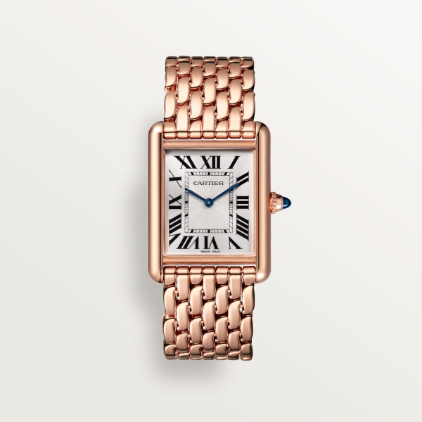 Cartier Silver 18k Rose Gold Tank Louis WGTA0024 Women's Wristwatch 21 mm  Cartier