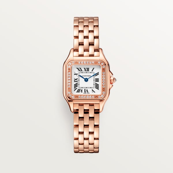 Reloj Panthère de Cartier Tamaño pequeño, movimiento de cuarzo, oro rosa, diamantes