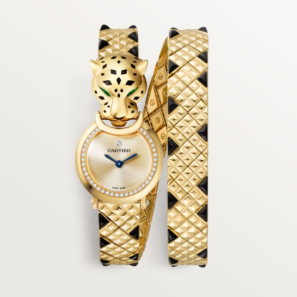 Uhr La Panthère de Cartier 23,6 mm, Gelbgold, Diamanten