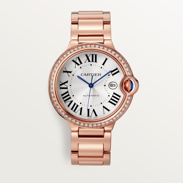 Reloj Ballon Bleu de Cartier 42 mm, movimiento automático, oro rosa, diamantes