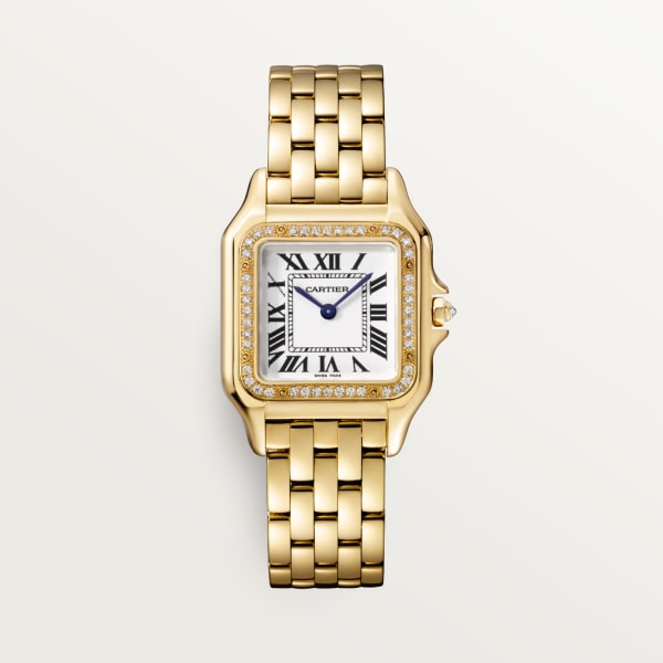 Reloj Panthère de Cartier Tamaño mediano, movimiento de cuarzo, oro amarillo, diamantes
