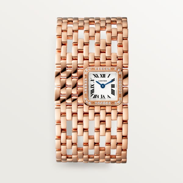 Panthère de Cartier watch Cuff, quartz movement, rose gold, diamonds