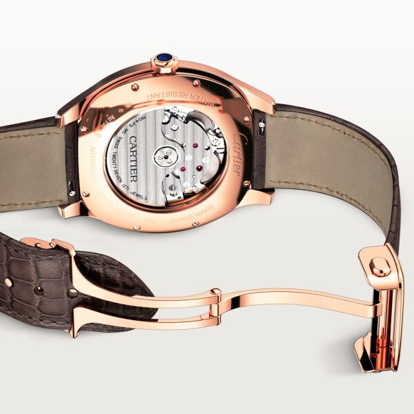 Reloj Drive de Cartier Tamaño grande, movimiento automático, oro rosa, piel