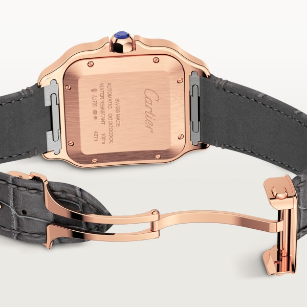 Santos de Cartier watch Large model, automatic movement, rose gold, 2 interchangeable leather bracelets