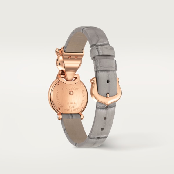 Uhr La Panthère de Cartier Kleines Modell, Quarzwerk, Roségold, Diamanten, Leder