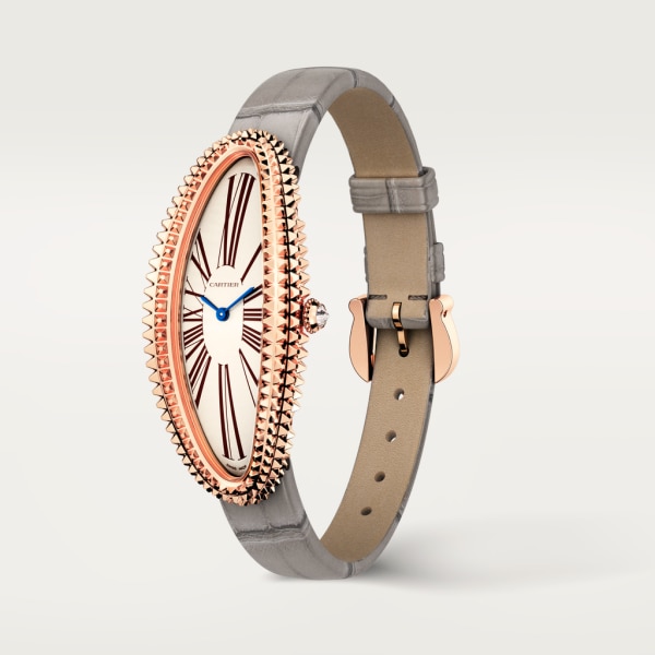 Baignoire Allongée Mittleres Modell, mechanisches Uhrwerk mit Handaufzug, Roségold