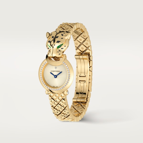 Reloj La Panthère de Cartier Tamaño pequeño, movimiento de cuarzo, oro amarillo, diamantes