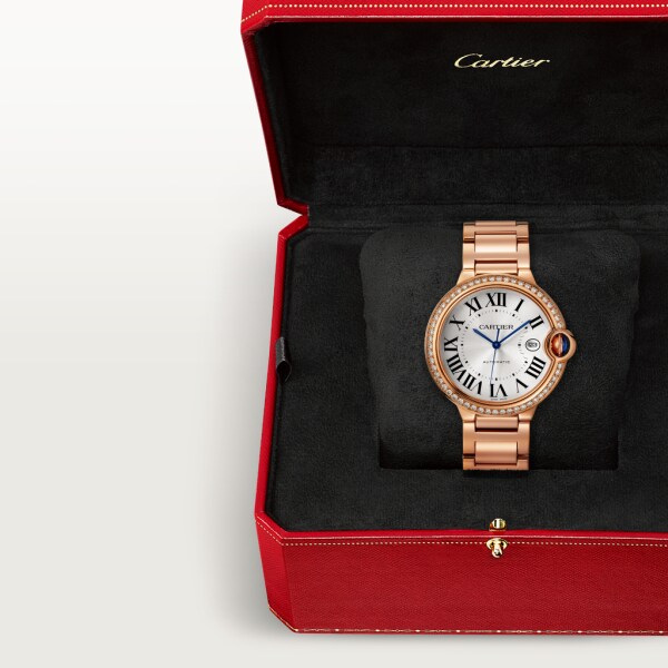 Reloj Ballon Bleu de Cartier 42 mm, movimiento automático, oro rosa, diamantes