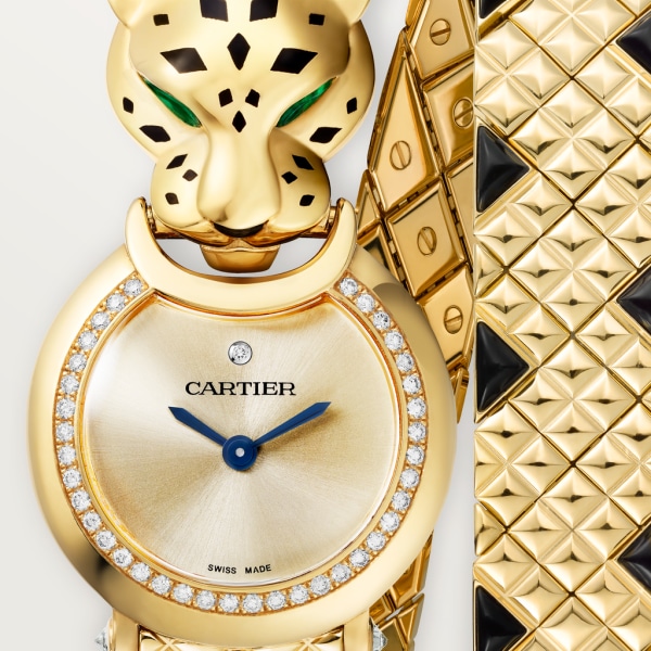 Uhr La Panthère de Cartier 23,6 mm, Gelbgold, Diamanten