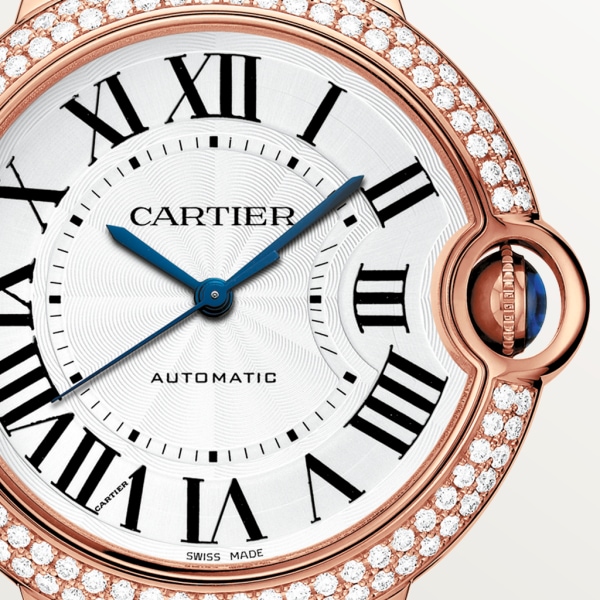 Ballon Bleu de Cartier 36 mm, mechanisches Uhrwerk mit Automatikaufzug, Roségold, Diamanten