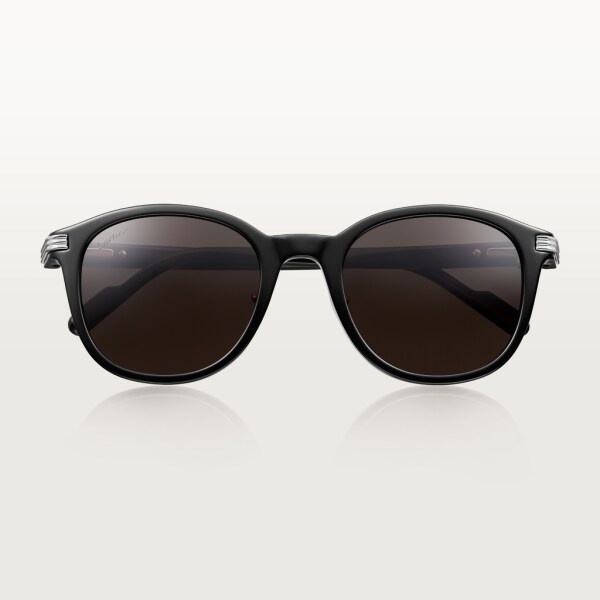 Gafas de sol Première de Cartier Acetato negro, acabado platino liso, lentes grises
