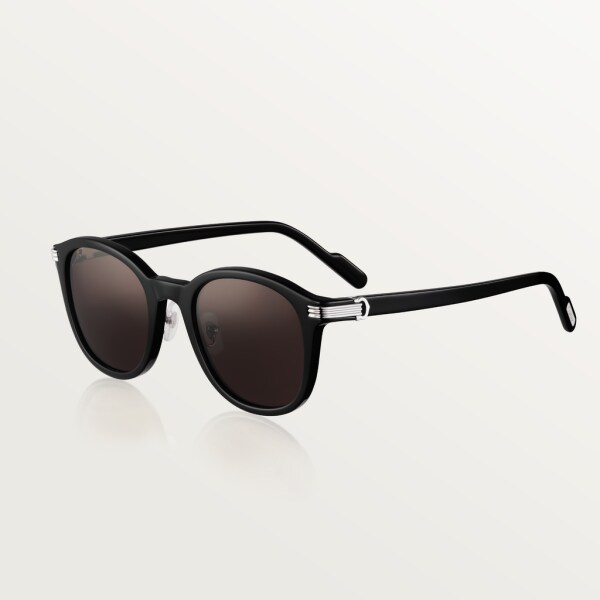 Première de Cartier sunglasses Black composite, smooth platinum-finish, grey lenses