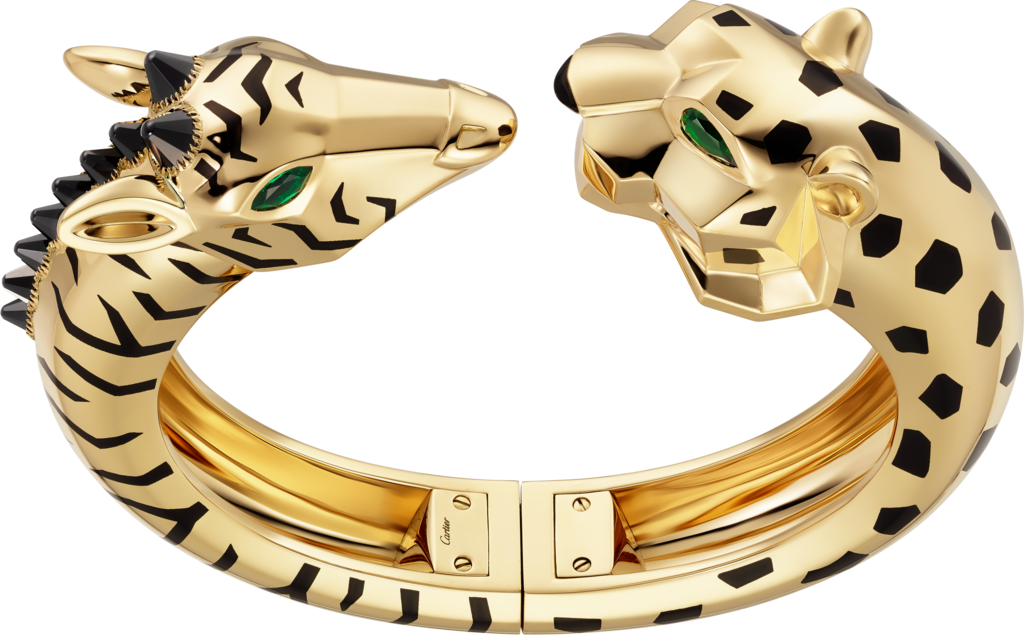 Indomptables de Cartier braceletYellow gold, onyx, black lacquer, tsavorite garnets