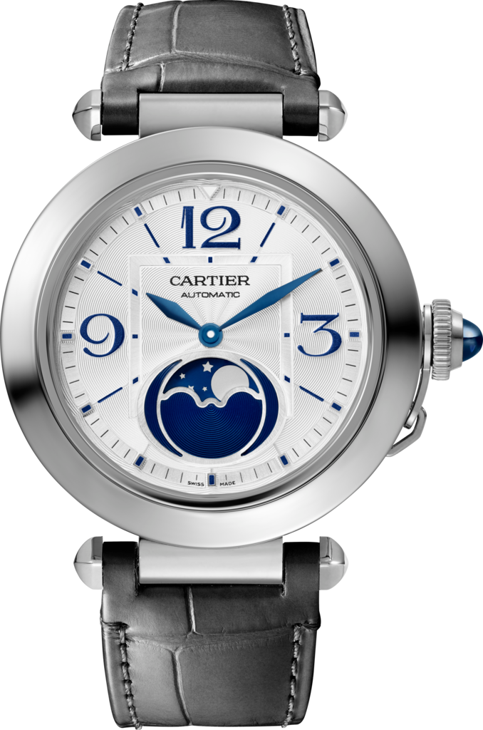 Reloj Pasha de Cartier41 mm, movimiento automático, acero, correas de piel intercambiables