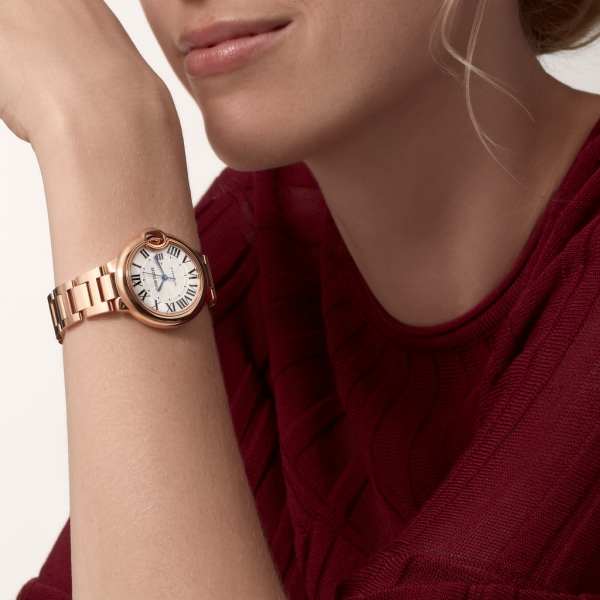 Ballon Bleu de Cartier watch 33 mm, mechanical movement with automatic winding, rose gold