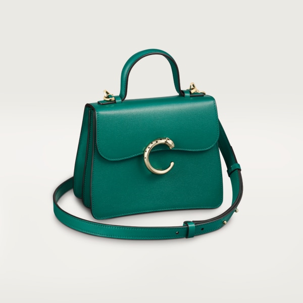 CRL1002327 - Top handle bag mini model, Panthère de Cartier - Dark green  calfskin, golden finish - Cartier