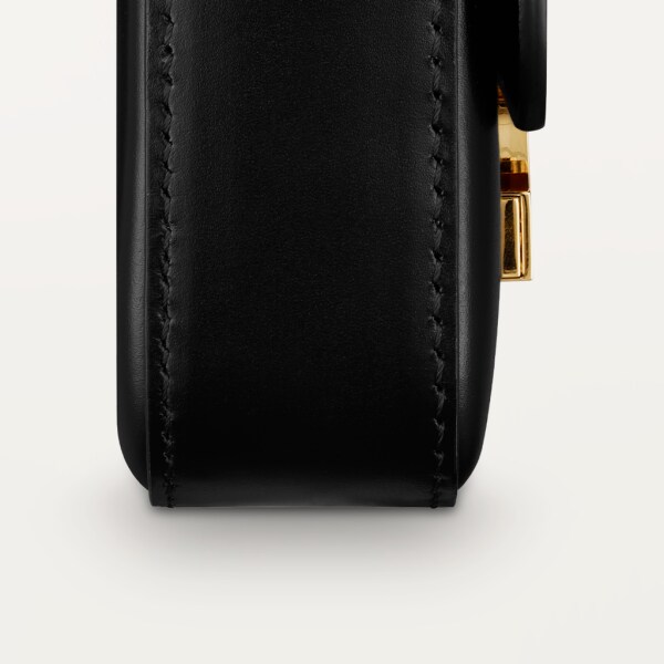 Mini model chain bag, Double C de Cartier Black calfskin, gold and black enamel finish