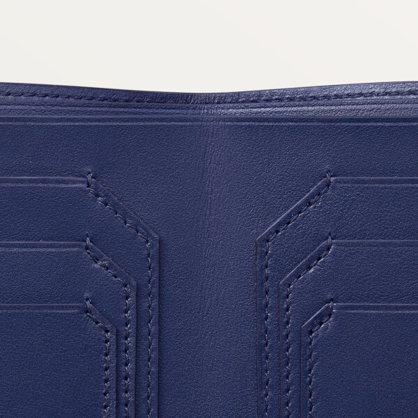 6-Credit Card Wallet, Must de Cartier Smooth and grained storm blue lapis lazuli calfskin, golden finish