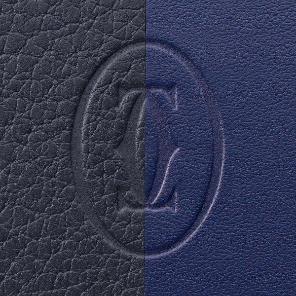 6-Credit Card Wallet, Must de Cartier Smooth and grained storm blue lapis lazuli calfskin, golden finish