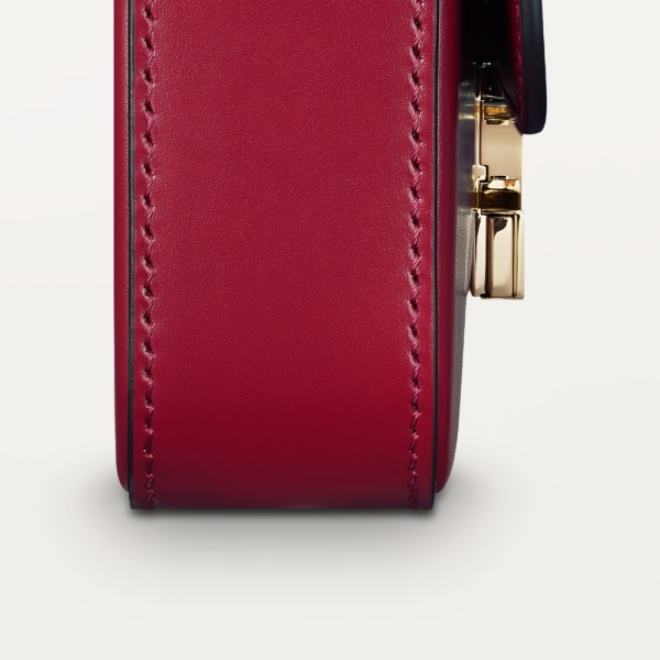 Mini model chain bag, C de Cartier Cherry red calfskin, gold and cherry red enamel finish